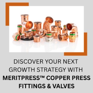 Merit Brass MeritPress&trade; copper press fittings & valves in various sizes and configurations